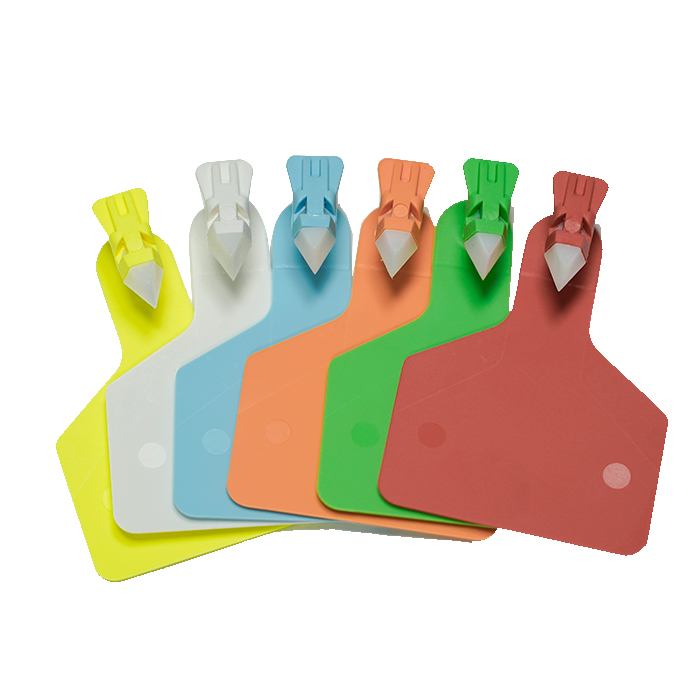 Etiquetas visuales para ganado de una pieza con punta blanca grande