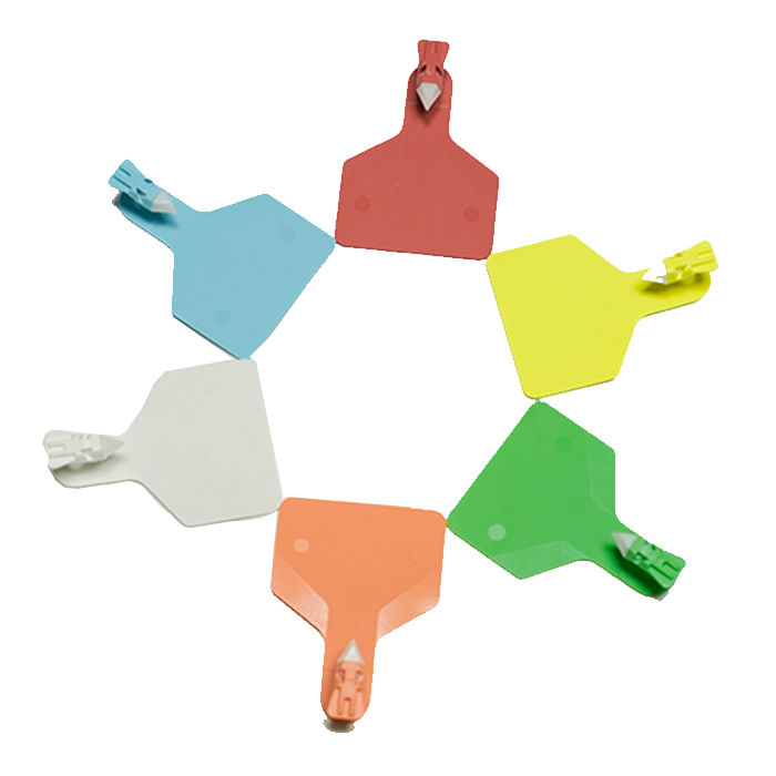 Etiquetas visuales para ganado de una pieza con punta blanca grande